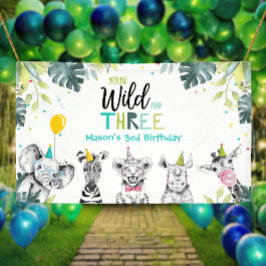 パーティーアニマルズサファリボーイ第3誕生日背景 横断幕