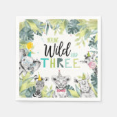 パーティーアニマルズサファリヤングワイルドと3誕生日 スタンダードカクテルナプキン (正面)