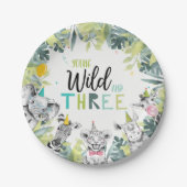 パーティーアニマルズサファリヤングワイルドと3誕生日 ペーパープレート (正面)