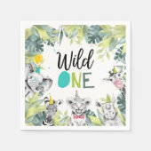 パーティーアニマルズサファリワイルドワンボーイバースデーパーティー スタンダードカクテルナプキン (正面)