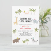 パーティーアニマルズサファリ子供の誕生日 招待状 (スタンド正面)