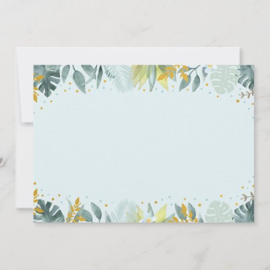 パーティーアニマルズブルー金ゴールドサファリ誕生日 招待状 (裏面)