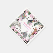 パーティーアニマルズワイルドサファリピンクガールバースデーパーティー スタンダードカクテルナプキン (角)