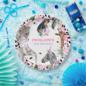 パーティーアニマルズワイルドサファリピンクガールバースデーパーティー ペーパープレート (パーティー)