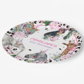 パーティーアニマルズワイルドサファリピンクガールバースデーパーティー ペーパープレート (アングル)