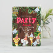 パーティーアニマルズワイルドサファリピンクガールバースデーパーティー 招待状 (スタンド正面)