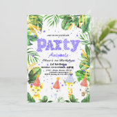 パーティーアニマルズワイルドサファリピンクガールバースデーパーティー 招待状 (スタンド正面)