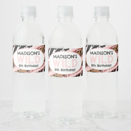 パーティーアニマルズワイルドサファリピンクガール誕生日 ペットボトルラベル