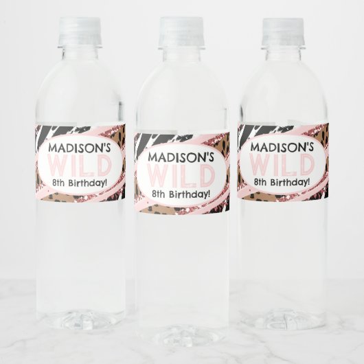 パーティーアニマルズワイルドサファリピンクガール誕生日 ペットボトルラベル (ボトル)