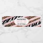 パーティーアニマルズワイルドサファリピンクガール誕生日 ペットボトルラベル (シングルラベル)