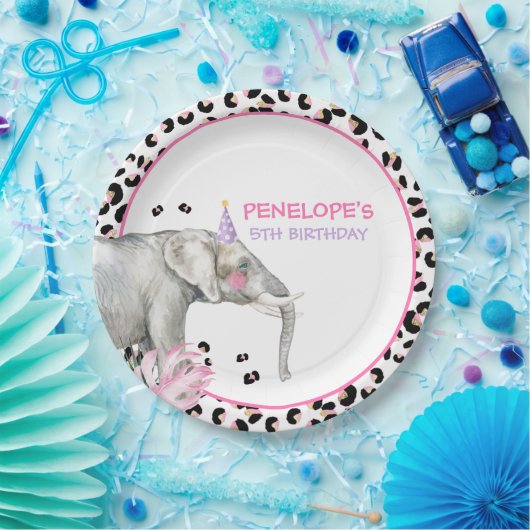 パーティーアニマルズワイルドサファリピンクガール誕生日 ペーパープレート (パーティー)