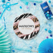 パーティーアニマルズワイルドサファリピンクガール誕生日 ペーパープレート (パーティー)