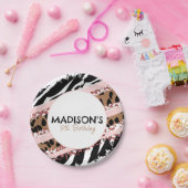 パーティーアニマルズワイルドサファリピンクガール誕生日 ペーパープレート (パーティー)