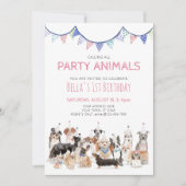 パーティーアニマルズ子犬の誕生日パーティー招待状 招待状 (正面)