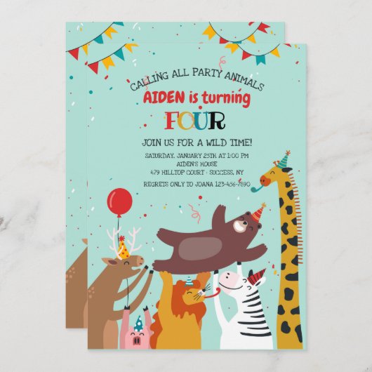 パーティーアニマルズ招待状 招待状 (正面/裏面)