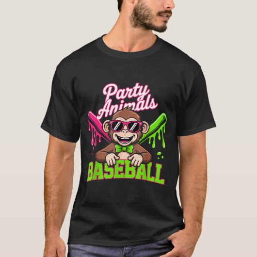 パーティーアニマルズ野球面白猿 Tシャツ (正面)
