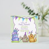 パーティーアニマルズ グリーンバースデー招待状 招待状 (スタンド正面)