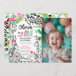 パーティーアニマルズ、ジャングルサファリ 1歳誕生日 招待状