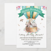 パーティーアニマルズ ホットエアバルーン ハッピーバースデー 招待状 (正面/裏面)