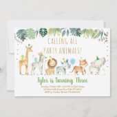 パーティーアニマルズ ボーイ サファリ バースデー 招待状 (正面)