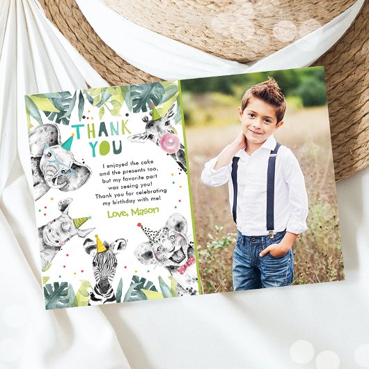 パーティーアニマルズ ボーイ サファリ 動物たちへの感謝カード 招待状