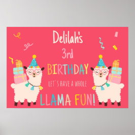 パーティーアニマルズ ラマ 誕生日 女子会 ピンク ポスター