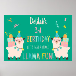 パーティーアニマルズ リャマ 誕生日 女子 グリーン ポスター