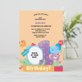 パーティーアニマルズ ワイルドサファリ オレンジ 誕生日パーティー 招待状 (スタンド正面)