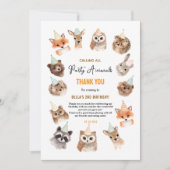 パーティーアニマルズ 2歳の誕生日 | かわいいジャングル動物 サンキューカード (正面)