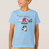 パーティーアニマルズ 4歳の誕生日 ファームアニマルバースデー Tシャツ (正面)