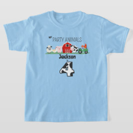 パーティーアニマルズ 4歳の誕生日 ファームアニマルバースデー Tシャツ