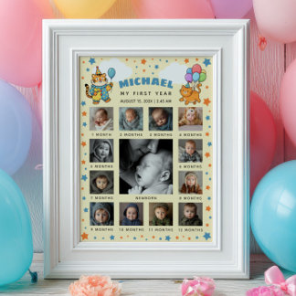 パーティーアニマルズZOO 1歳の誕生日写真タイムライン ポスター
