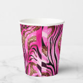 パーティーアニマルタイガープリント紙カップ、ピンクグリッター 紙コップ (右)