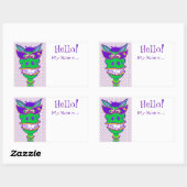 パーティーアニマルディグラスミュールネームタグ 長方形シール (シート)