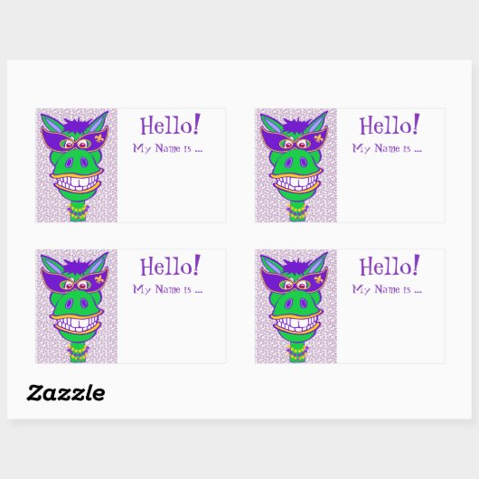 パーティーアニマルディグラスミュールネームタグ 長方形シール (シート)