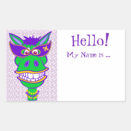 パーティーアニマルディグラスミュールネームタグ 長方形シール