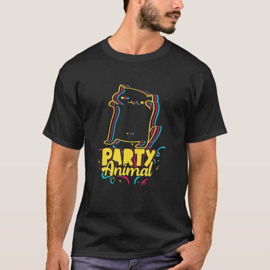 パーティーアニマルディスコ踊り猫ミーム Tシャツ (正面)