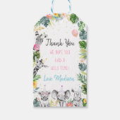 パーティーアニマルピンク金ゴールドサファリトロピカル誕生日 ギフトタグ (正面)