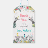 パーティーアニマルピンク金ゴールドサファリ誕生日ありがとう ギフトタグ (正面)