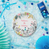 パーティーアニマルピンク金ゴールドサファリ誕生日 ペーパープレート (パーティー)