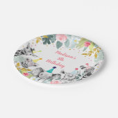 パーティーアニマルピンク金ゴールドサファリ誕生日 ペーパープレート (アングル)