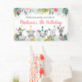 パーティーアニマルピンク金ゴールドサファリ誕生日 横断幕 (インサイチュ)