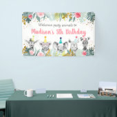 パーティーアニマルピンク金ゴールドサファリ誕生日 横断幕 (トレードショー)