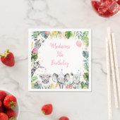 パーティーアニマルピンク金ゴールドトロピカルサファリ誕生日 スタンダードカクテルナプキン (インサイチュ)