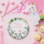 パーティーアニマルピンク金ゴールドトロピカルサファリ誕生日 ペーパープレート (パーティー)