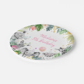 パーティーアニマルピンク金ゴールドトロピカルサファリ誕生日 ペーパープレート (アングル)