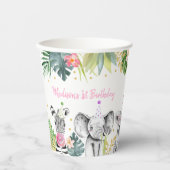 パーティーアニマルピンク金ゴールドトロピカルサファリ誕生日 紙コップ (正面)