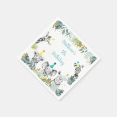 パーティーアニマルブルー金ゴールドサファリ誕生日 スタンダードカクテルナプキン (角)