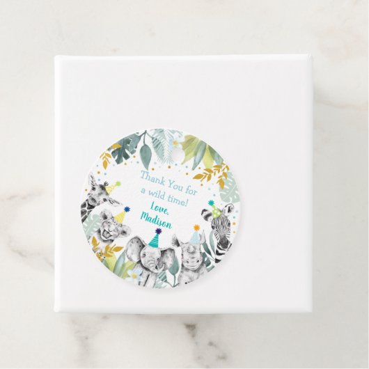 パーティーアニマルブルー金ゴールドサファリ誕生日 フェイバータグ (インサイチュ)