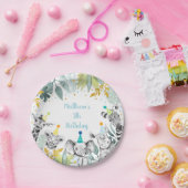 パーティーアニマルブルー金ゴールドサファリ誕生日 ペーパープレート (パーティー)